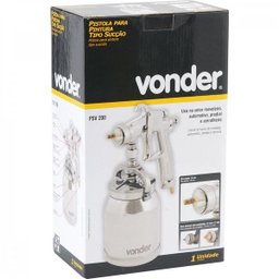 Pistola para pintura com caneca em alumínio tipo sucção PSV 200 Vonder - 3