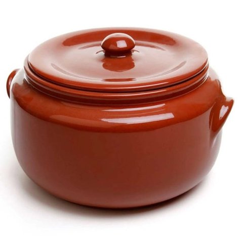 Caçarola Panela com Tampa de Barro Ceramica Vermelha Motta Tipo Capixaba 5 Litros