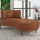 Ver imagem 2 de Chaise Longue Divã 164cm Braço Direito Logus D06 Sintético Marrom - Mpozenato