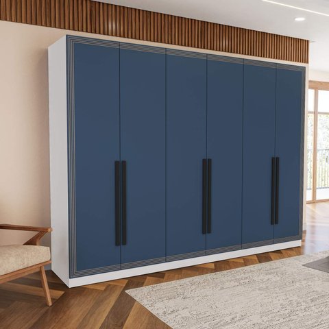 Guarda Roupa Casal 242,1cm com 6 Portas e 4 Gavetas 240834 Valência Politorno Móveis