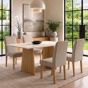 Ver imagem 1 de Conjunto de Mesa de Jantar 4 Lugares Lyra em MDF 120x80cm Cinamomo e Off White