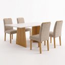 Ver imagem 2 de Conjunto de Mesa de Jantar 4 Lugares Lyra em MDF 120x80cm Cinamomo e Off White