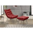 Ver imagem 1 de Poltrona Decorativa Costela com Puff Adão Preto Vermelho