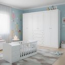 Ver mais imagens de Berço Multifuncional Atlanta e Guarda Roupa 6 Portas Mississipi Branco Fosco Henn - Reller