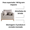 Ver imagem 3 de Poltrona Beny Base Fixa em Madeira Sala de Estar Linho Cru