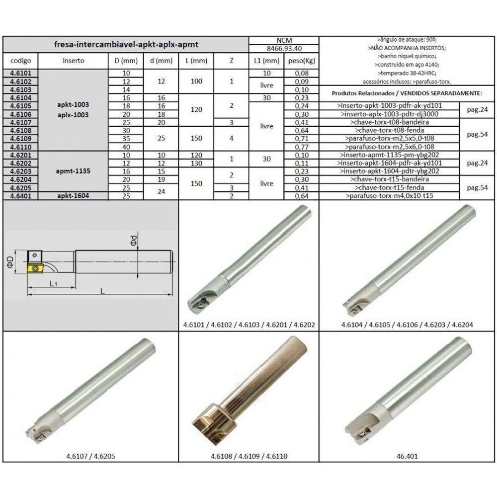 Fresa Apkt 1604 de 25 Mm - Jg Tools - 2