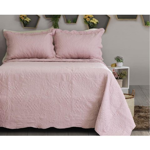 Kit Colcha Cobre Leito New Every Day Casal Amsterda Rose Cristal Sonhare Sultan