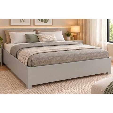 Cama Box Tcil Casal Mônaco Madeirado. Suporte 200kg Offwhite