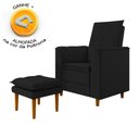 Ver imagem 1 de Poltrona de Amamentação Quarto Infantil com Puff Kate Pés Palito Veludo Preto + Binde Amofada New Be