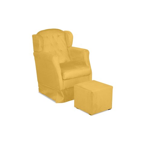 Puff e Poltrona Amamentação Balanço Quarto Baby Suede Mostarda - Incasa Decor