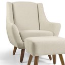 Ver imagem 2 de Poltrona Decorativa Fixa com Puff Pés de Madeira Juliet D02 Algodão Bege C-370 - Lyam Decor