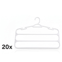 Ver imagem 1 de Kit 20 Cabides Brancos para Calças com 3 Divisórias Reforçados - Organizador Profissional Anti-Dobra