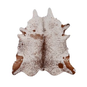 Tapete de Couro - Marrom e Branco Salpicado- Grande