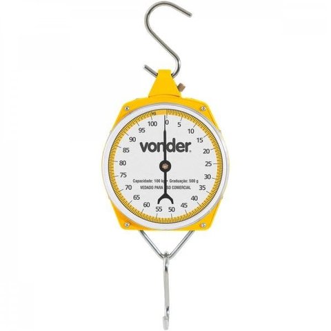 Balança Suspensa Tipo Relógio Capacidade 100kg Com Gancho Vonder Balança De Precisão Portátil