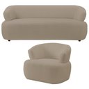 Ver imagem 1 de Kit Sofá 3 Lugares para Sala 198cm com 01 Poltrona Orgânica Florea M05 Bouclê Bege - Lyam Decor
