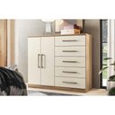 Ver imagem 1 de Cômoda Casal Málaga Gold 2 Portas e 5 Gavetas C/ Pés Jatoba/areia - Santos Andirá