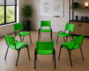Ver imagem 1 de Kit com 6 Cadeiras Iso para Escola Escritório Comércio Verde Base Preta