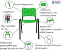 Ver imagem 7 de Kit com 6 Cadeiras Iso para Escola Escritório Comércio Verde Base Preta