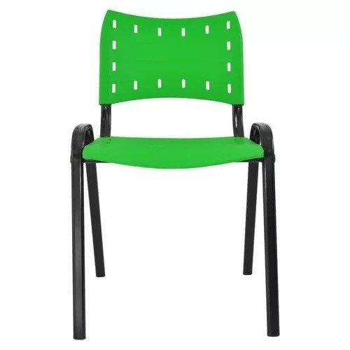 Kit Com 6 Cadeiras Iso Para Escola Escritório Comércio Verde Base Preta - 2