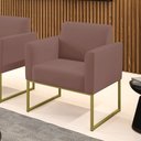 Ver imagem 2 de Poltrona Base Industrial Dourado Marisa Veludo D03 - D?rossi