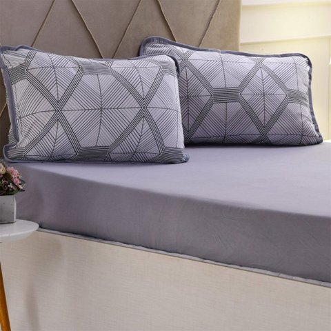 Jogo de Cama King 3 Pçs Malha Premium 145g/m² 100% Algodão 193x203x40cm Illusion