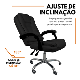 Cadeira de Escritório Presidente Reclinável Ergonômica - Preto - 5