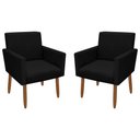 Ver imagem 1 de Kit 2 Poltronas Decorativa Nina Pés Palito Veludo Preto Chamby Móveis