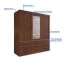 Ver imagem 5 de Guarda-Roupa 3 Portas de Correr 9 Gavetas com Espelho MDF Castanho Meridian Gold