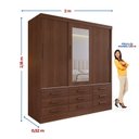Ver imagem 5 de Guarda-Roupa 3 Portas de Correr 9 Gavetas com Espelho MDF Castanho Meridian Gold