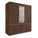 Ver imagem 2 de Guarda-Roupa 3 Portas de Correr 9 Gavetas com Espelho MDF Castanho Meridian Gold