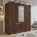 Ver imagem 1 de Guarda-Roupa 3 Portas de Correr 9 Gavetas com Espelho MDF Castanho Meridian Gold