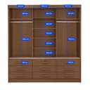 Ver imagem 4 de Guarda-Roupa 3 Portas de Correr 9 Gavetas com Espelho MDF Castanho Meridian Gold
