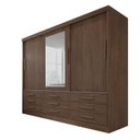 Ver imagem 3 de Guarda-Roupa 3 Portas de Correr 9 Gavetas com Espelho MDF Castanho Meridian Gold
