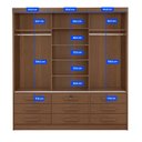 Ver imagem 6 de Guarda-Roupa 3 Portas de Correr 9 Gavetas com Espelho MDF Castanho Meridian Gold