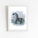 Ver imagem 1 de Zebra Desenho Animal Infantil Quadro Moldura Branca 60x40cm