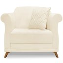 Ver imagem 2 de Poltrona Decorativa Retro Polo com Almofada Linho Perola Ezz Perola
