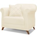 Ver imagem 1 de Poltrona Decorativa Retro Polo com Almofada Linho Perola Ezz Perola