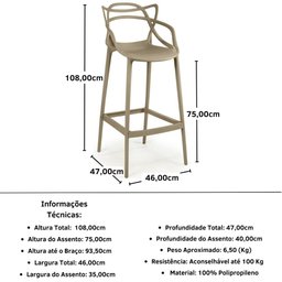 Banqueta Alta Allegra Design Cozinha/Bancada - 6