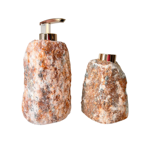 Kit Lavabo Difusor E Saboneteira Pedra Quartzo Âmbar