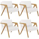 Ver imagem 1 de Kit 04 Poltrona Decorativa Para Sala Pietra Estrutura De Madeira L02 Corano Branco - Lyam Decor