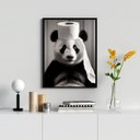 Ver imagem 1 de Quadro Banheiro Ursinho Panda 45x34cm:moldura Preta
