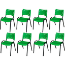 Ver imagem 2 de Kit 8 Cadeiras Iso Fixa Empilhável Escola Igreja Salão:verde