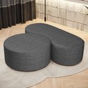 Ver imagem 1 de Kit Puff Redondo Lola e Puff Recamier Orgânico Orbit W01 Linho Cinza Escuro - Lyam Decor