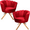 Ver imagem 2 de Kit Duas Poltronas Giratórias Pétala em Sued Premium Vermelho Sua Casa Decorações