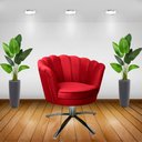 Ver imagem 4 de Kit Duas Poltronas Giratórias Pétala em Sued Premium Vermelho Sua Casa Decorações