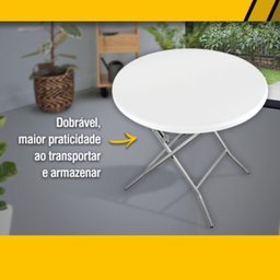 Mesa Dobrável Redonda 80cm Camping Praia e Piscina Vonder - 2