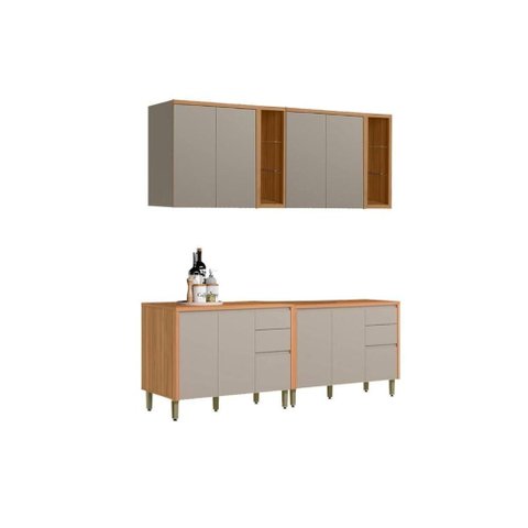 Kit de Cozinha Completa 4 Peças Allure (2aéreos+2balcões) Cp25 Jequitiba/gris Fosco - Linea