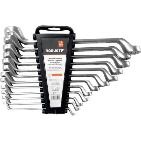 Jogo de Chaves Estrela S01185012 3370027 6,0mm a 32,0mm 12 Peças Aço Carbono Robust