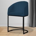 Ver imagem 2 de Poltrona Banqueta Decorativa Luxo Mia Suede Base Metal Preta - Estopar Poltrona Mia Suede Azul Royal