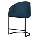 Ver imagem 1 de Poltrona Banqueta Decorativa Luxo Mia Suede Base Metal Preta - Estopar Poltrona Mia Suede Azul Royal